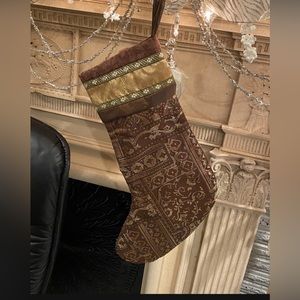 Brown and Gold elegant Christmas Stocking